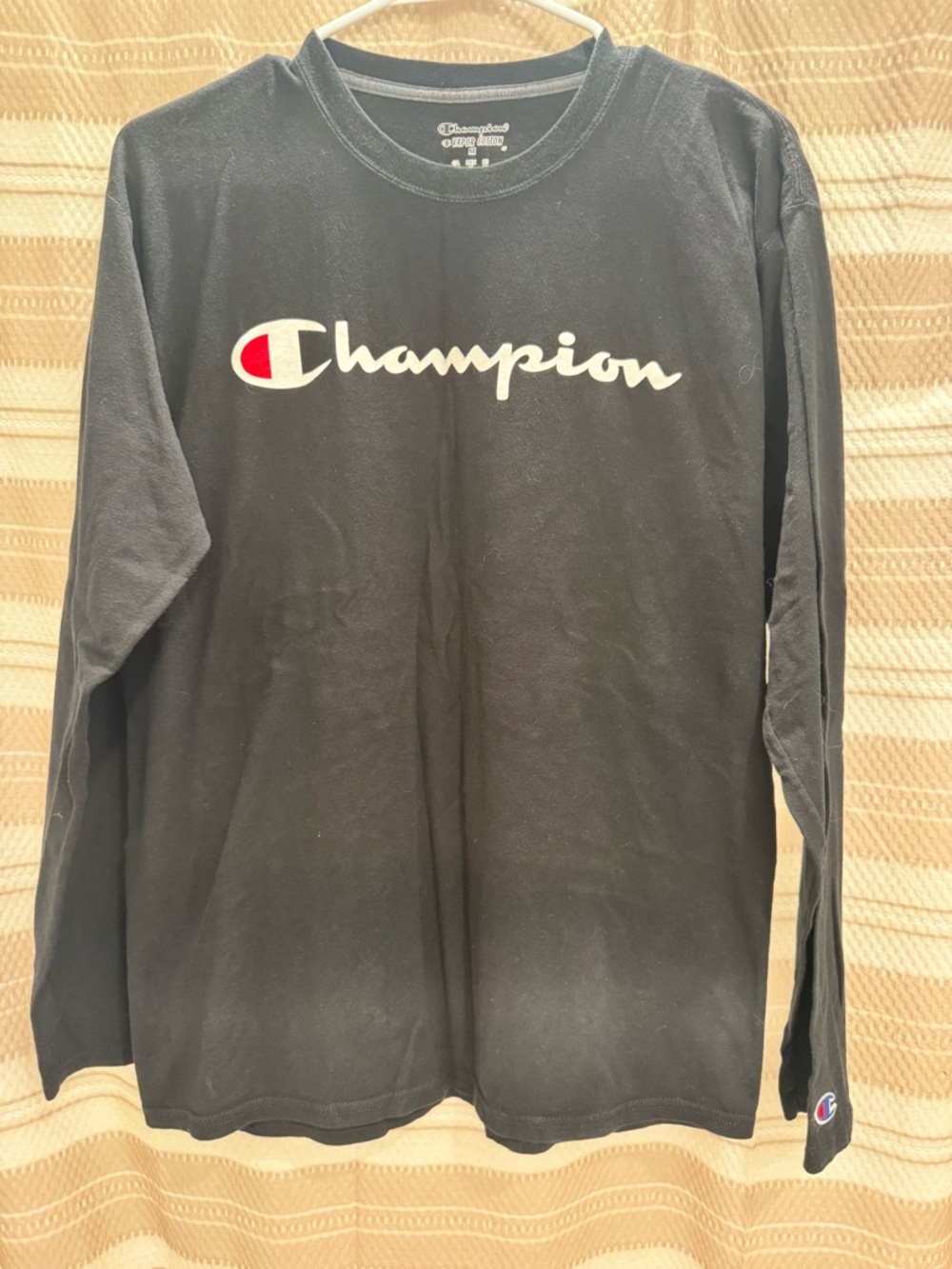 MenChampion Black Vapor Cotton Tee with White Logo Print